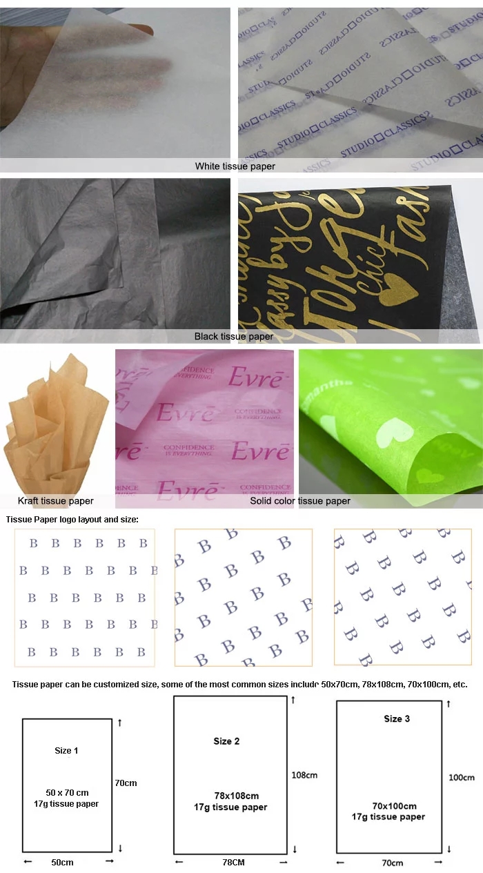 Wholesale Custom Print White Bulk Wrapping Tissue Paper